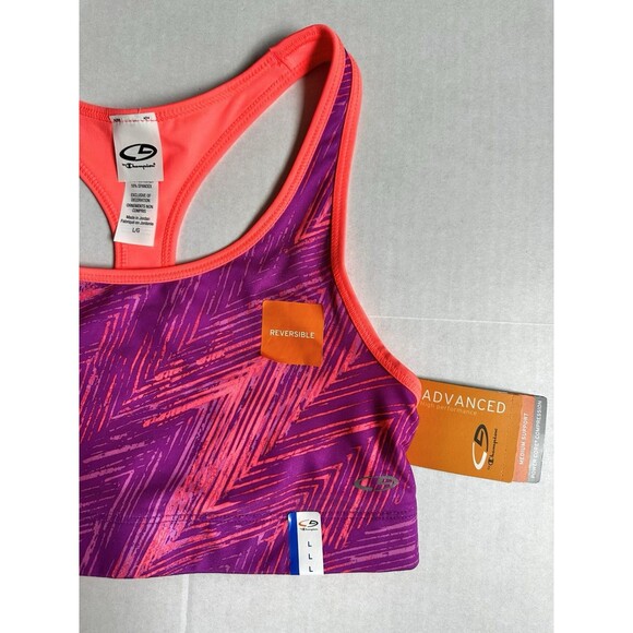 Champion C9 Power Core Reversible Compression Sports Bra Women’s L Purple Orange - Picture 2 of 7